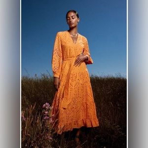 Zara Orange Eyelet Dress